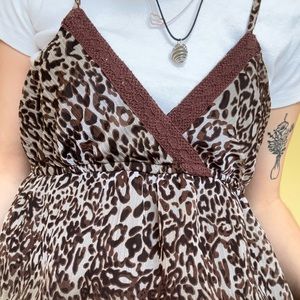 New Glory size M cheeta double-lined sheer dress